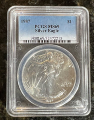 1987 1 oz Silver American Eagle MS-69 PCGS
