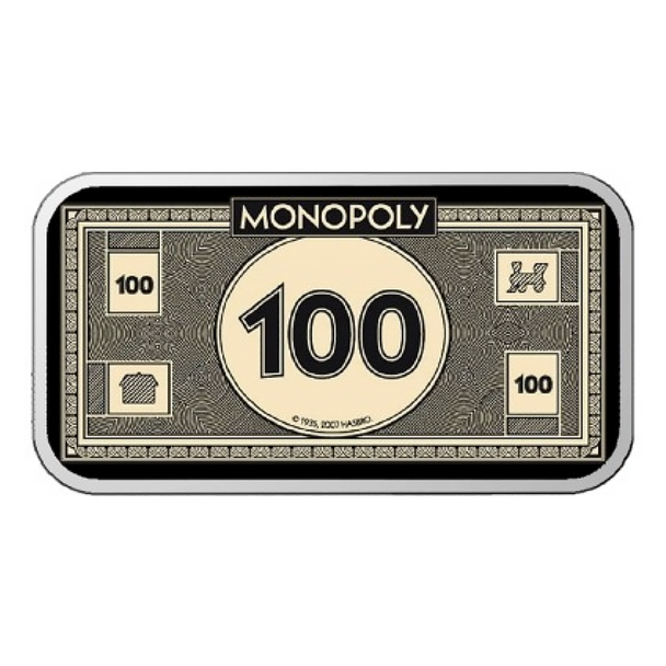 1 Gram .999 Fine Silver Monopoly $100 Bill – Unique Silver Bullion for Collectors and Gamers - 320 Coins