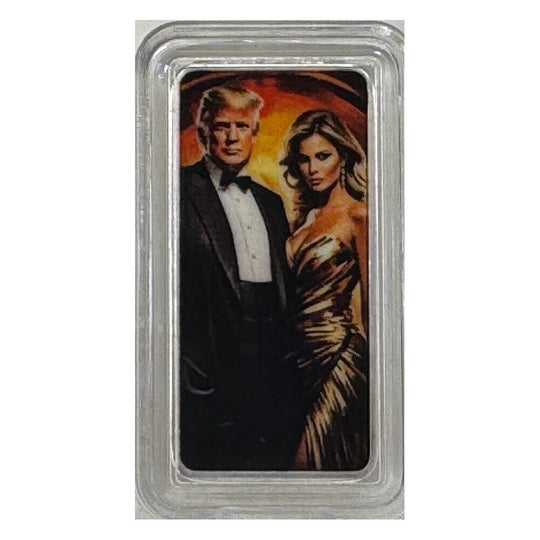 5g Silver Bar - Donald Trump & Melania 007 Silver Artwork - 320 Coins