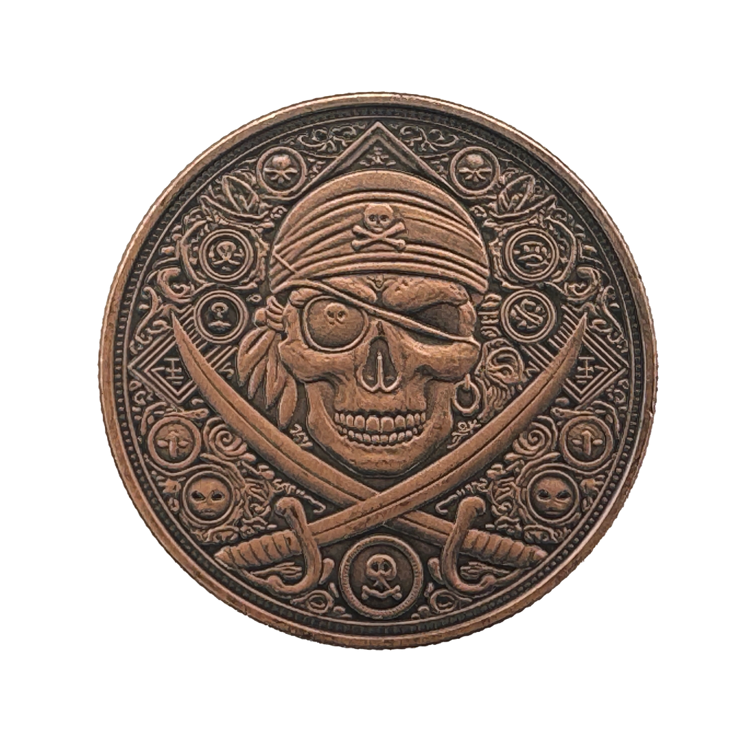 Antiqued Pirate Copper Round 1oz Coin Limited - 320 Coins