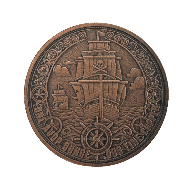 Antiqued Pirate Copper Round 1oz Coin Limited - 320 Coins