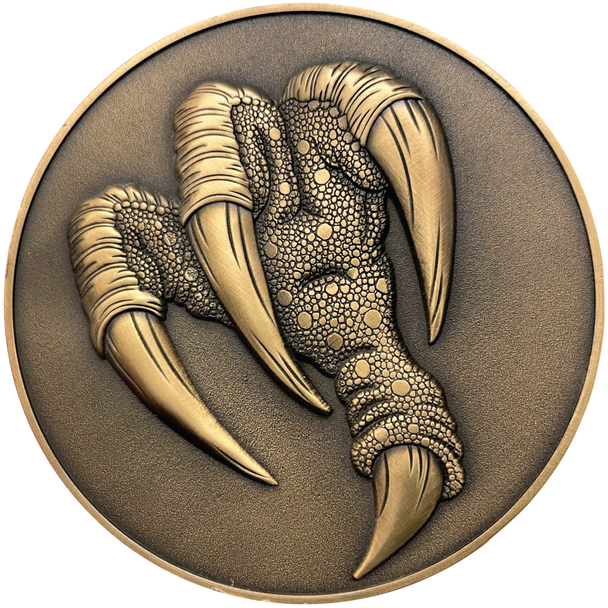 Gold metal coin with Griffon claws