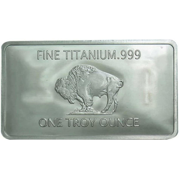 Buffalo Titanium 1 Troy oz .999 Fine Bar - American Heritage Design - 2024 - Durable Lightweight Bullion - 320 Coins