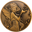 Copper metal coin showing Fairy with frog