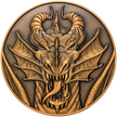 Copper metal coin with dragons head