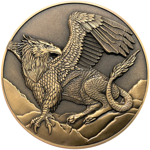 Gold metal coin with Griffon