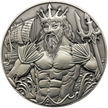 Silver metal coin with Poseidon