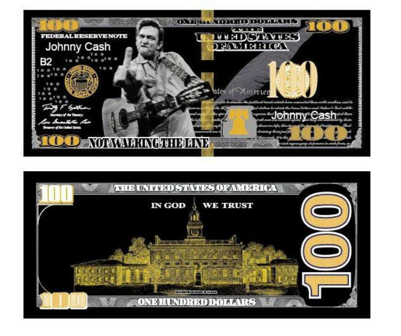 Johnny Cash Gold and Silver Foil Collectible $100 Note - Iconic Tribute to the Man in Black - Premium Craftsmanship - Unique Memorabilia - 320 Coins