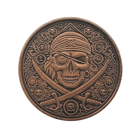 Front of Copper 1oz Pirate Coin