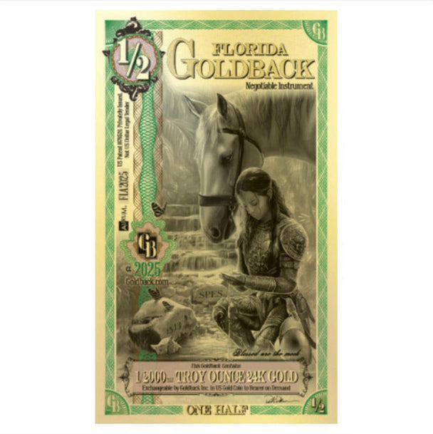 Rare 1/2 Florida Goldback – 2025 ALPHA Series (Pre-sale Ships January 15) - 320 Coins