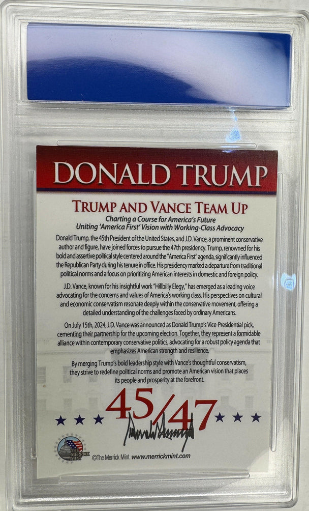 Donald Trump and J.D. Vance 2024 Campaign Collectible Card - Holographic Design - Certificate of Authenticity Included - 320 Coins