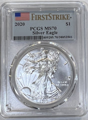 2020 $1 Silver American Eagle PCGS MS70 First Strike