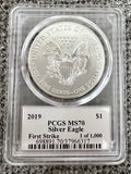 2019 $1 American Silver Eagle 1oz PCGS MS70 FS 1 of 1000 Thomas Cleveland