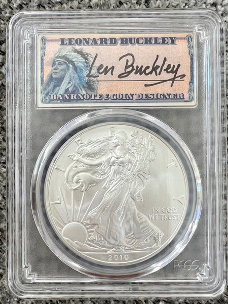 2010 $1 Silver Eagle PCGS MS70  Len Buckley - Only 63 in World...
