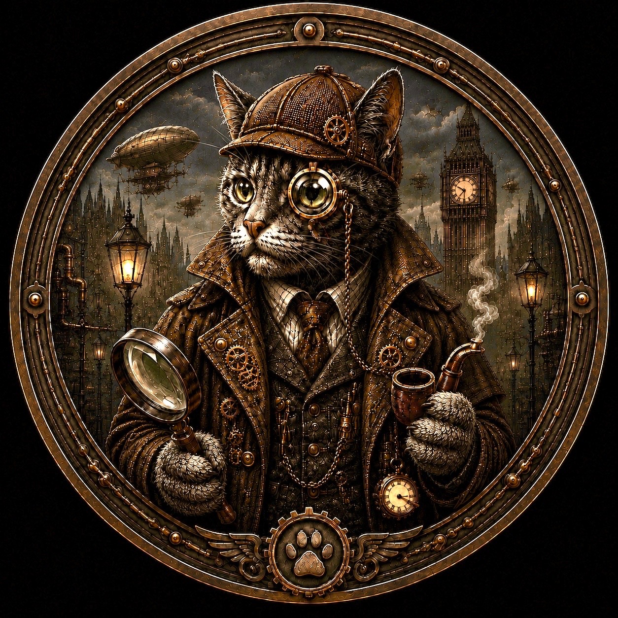 Purrlock Holmes (SteamPaws Series) — copper coin product photo