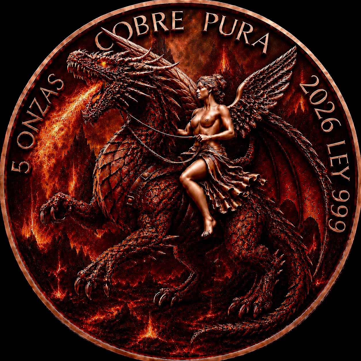 Fire Dragon Libertad Tribute 5oz Copper — copper coin product photo