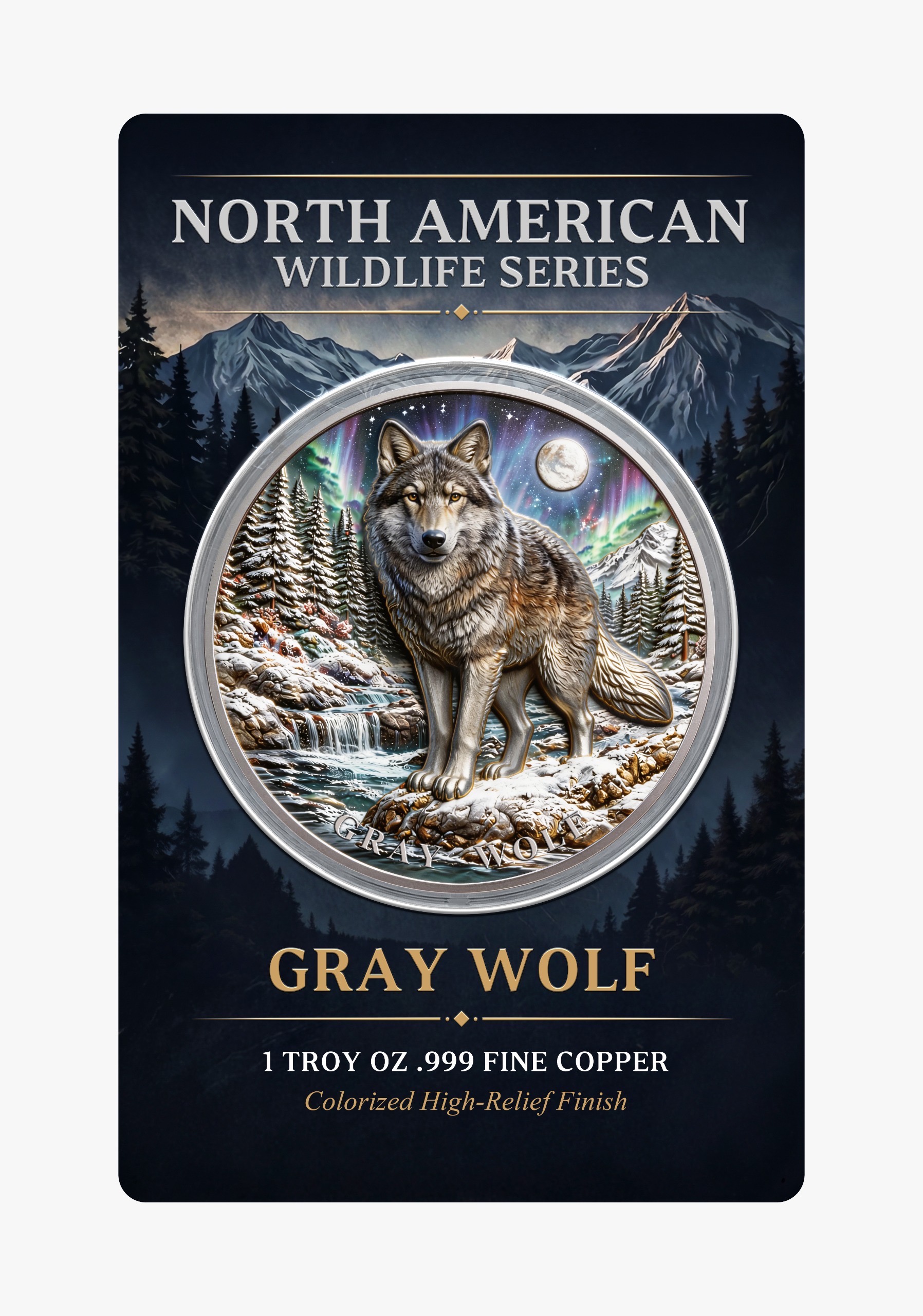 North American Wildlife - Gray Wolf — copper coin product photo