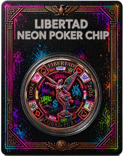 Libertad Neon Poker Chip — copper coin product photo