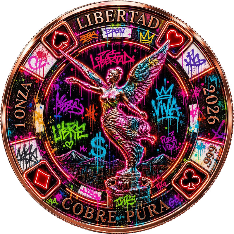 Libertad Neon Poker Chip — copper coin product photo