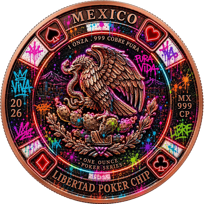 Libertad Neon Poker Chip — copper coin product photo