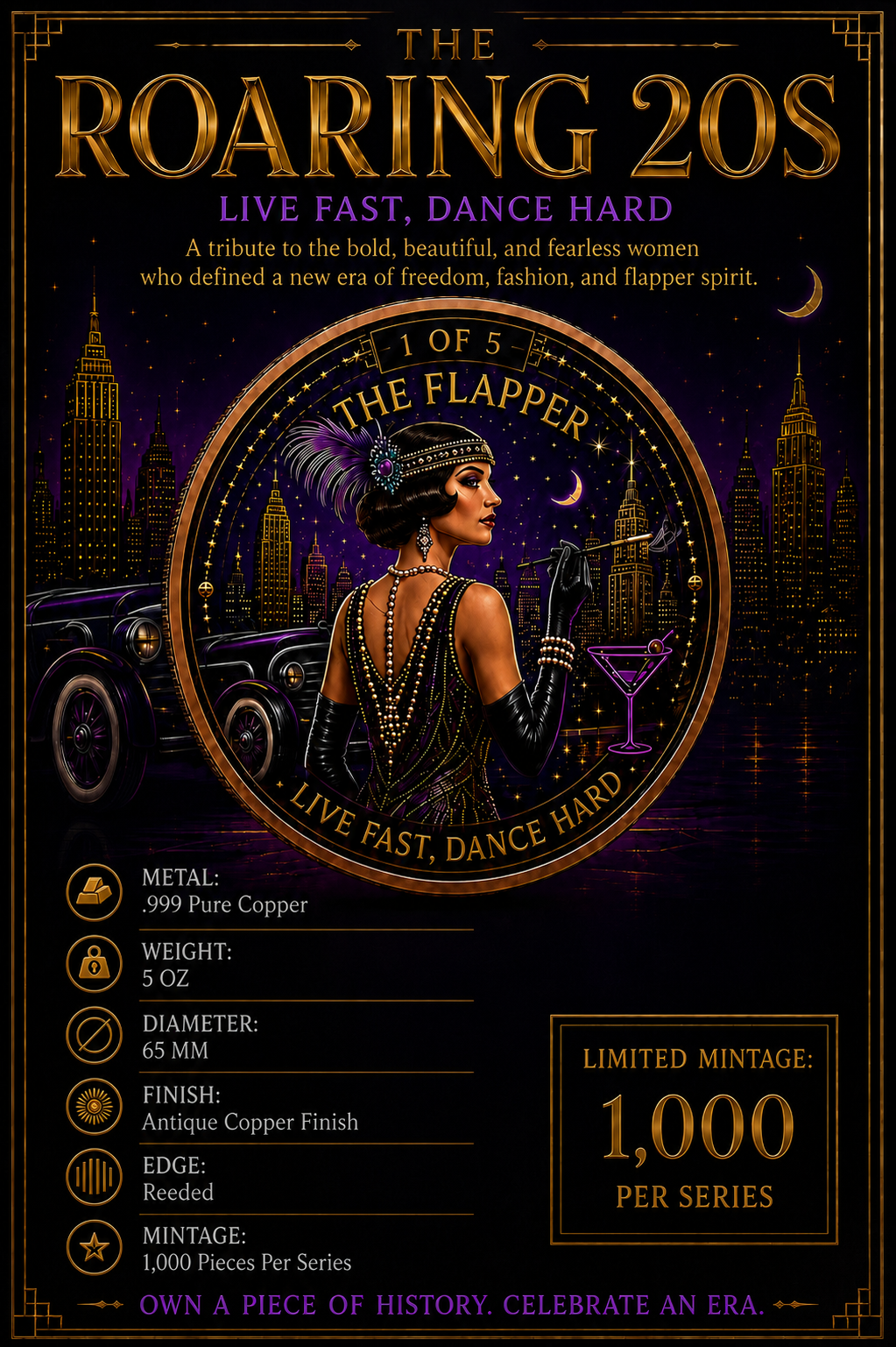 The Flapper - Roaring 20s Series — copper coin product photo