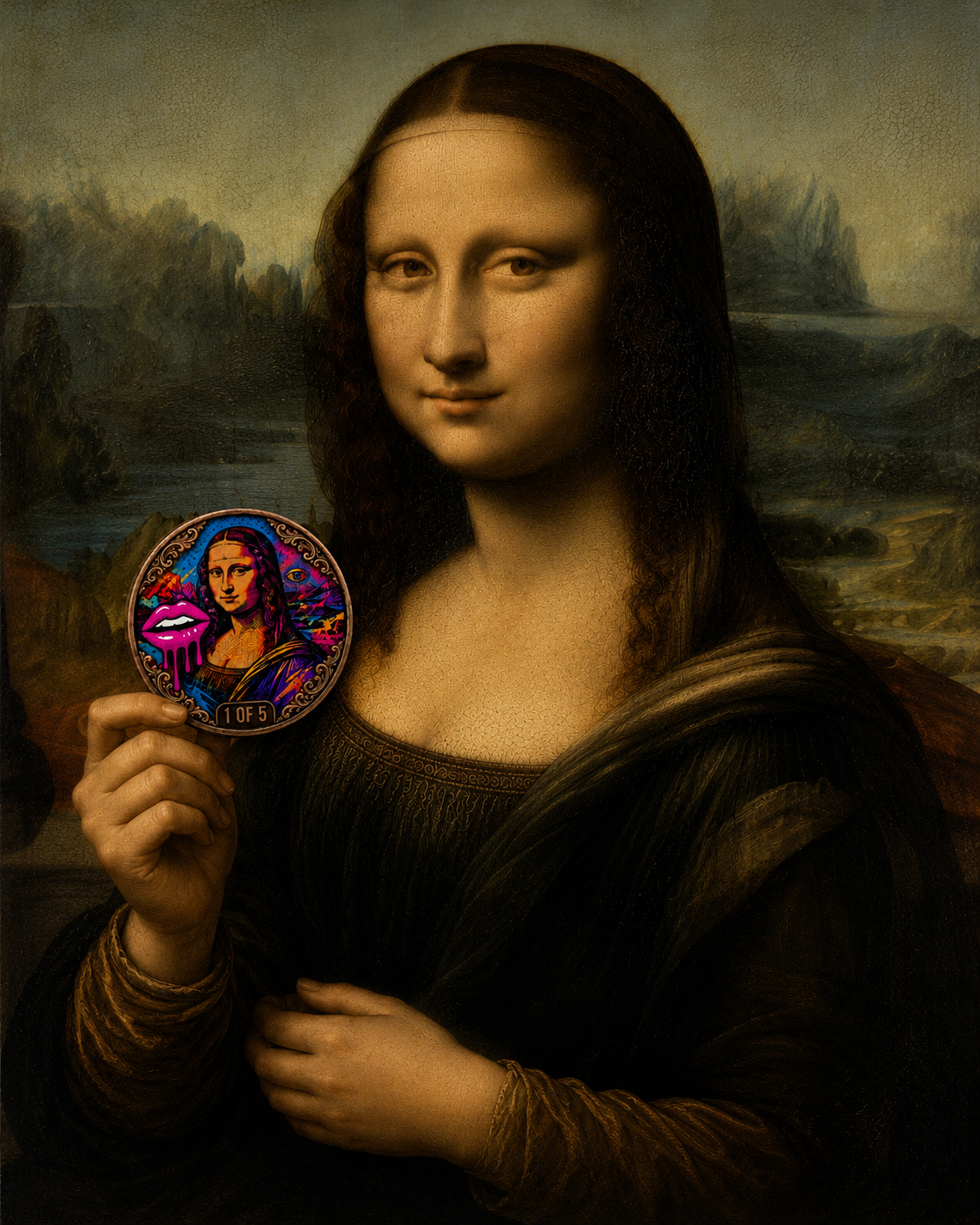 Mona Lisa Pop Art - 5oz .999 Copper — copper coin product photo
