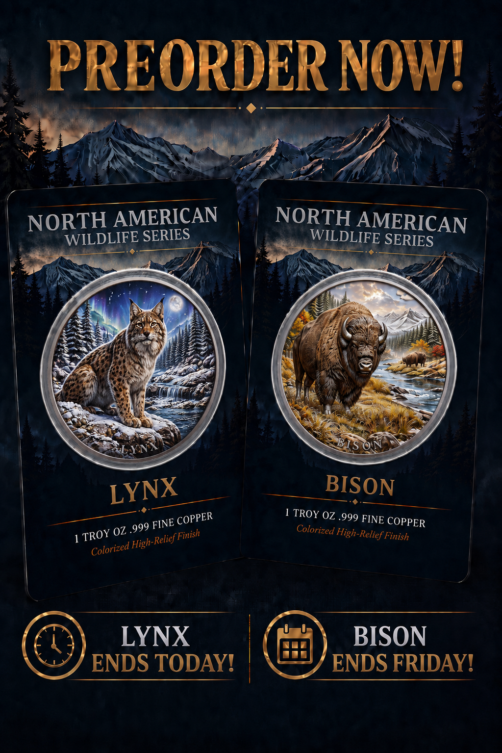 North American Wildlife - Bison 1oz .999 Copper — copper coin product photo