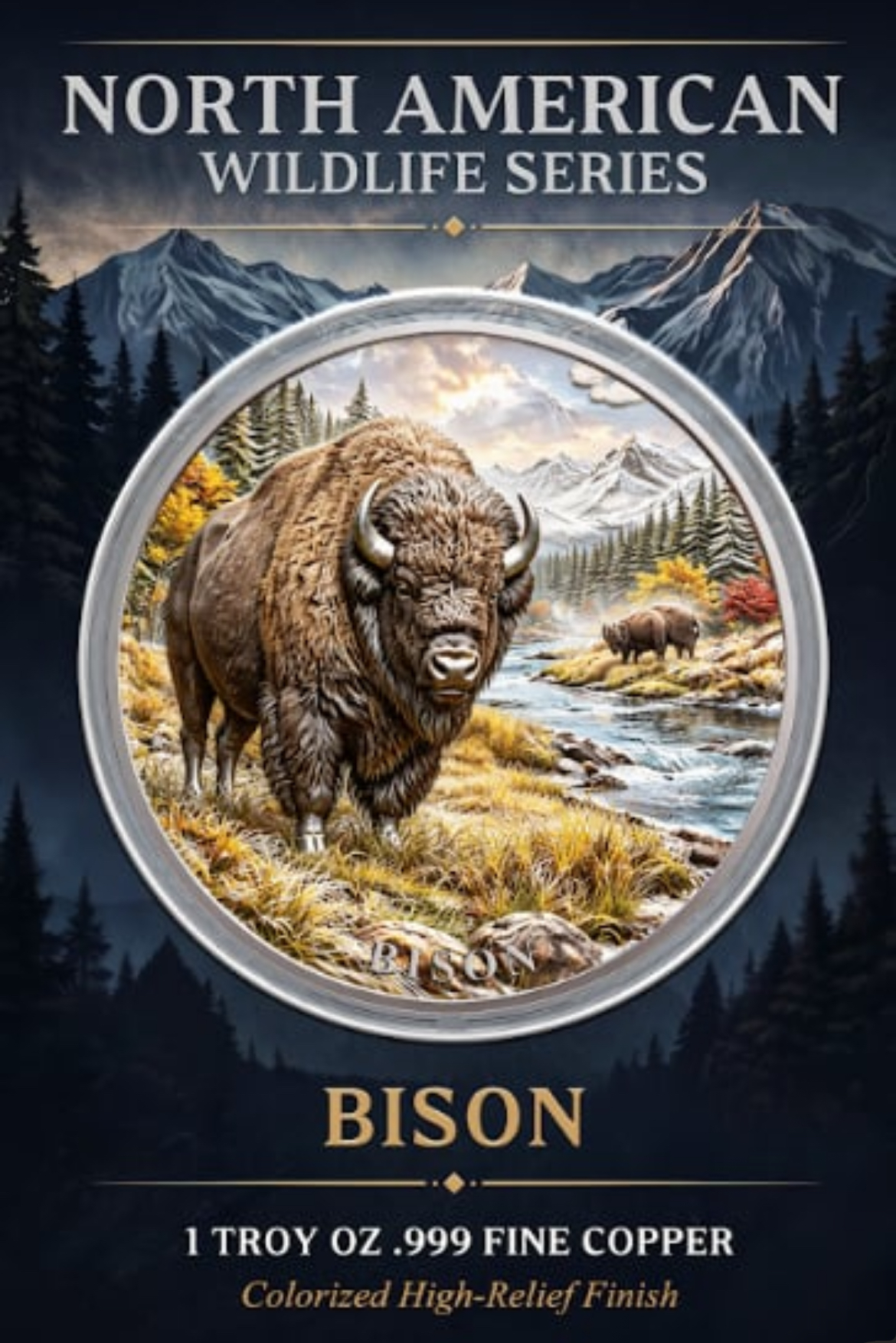 North American Wildlife - Bison 1oz .999 Copper — copper coin product photo
