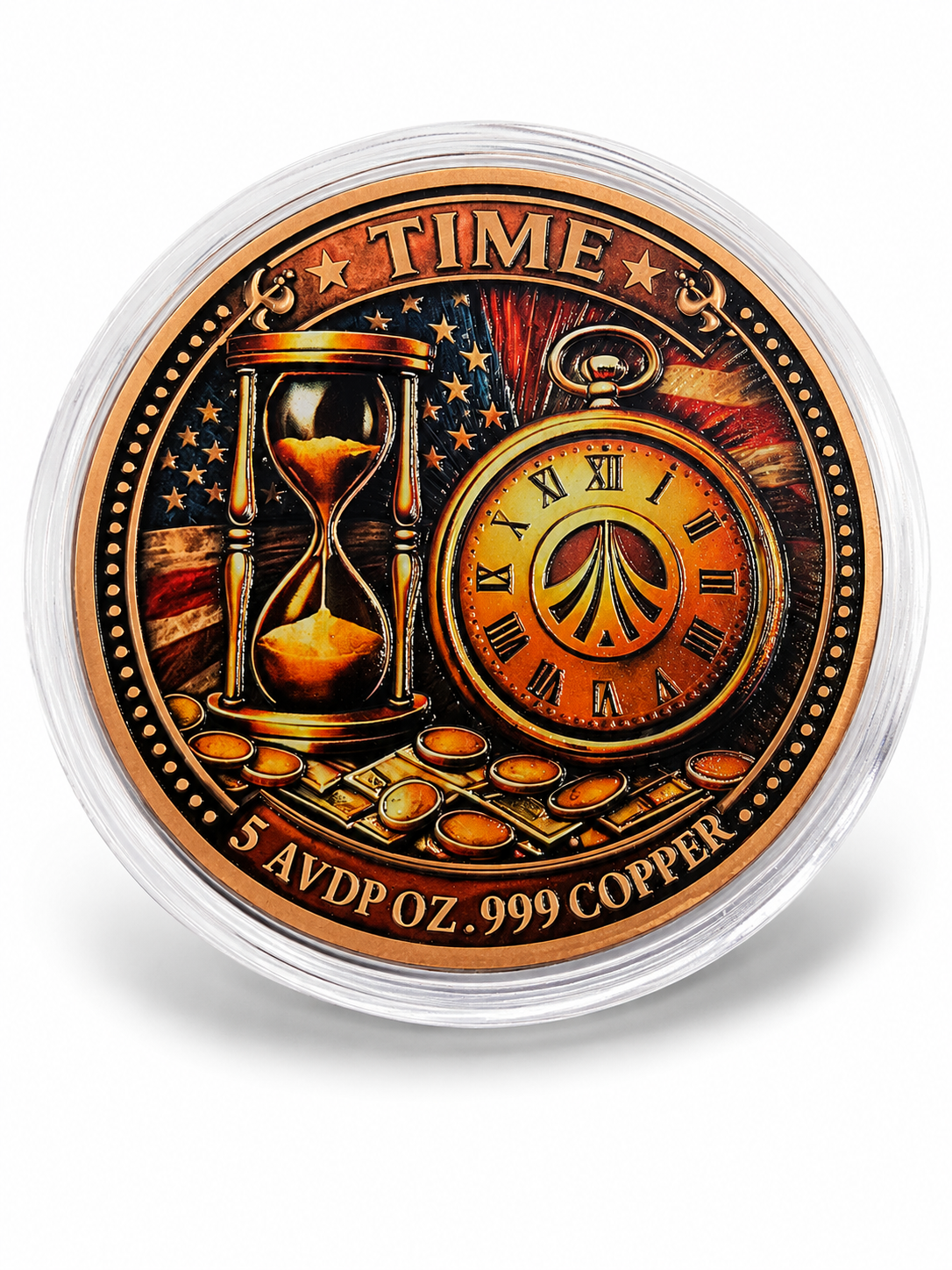 Time is Money - 1oz .999 Copper — copper coin product photo