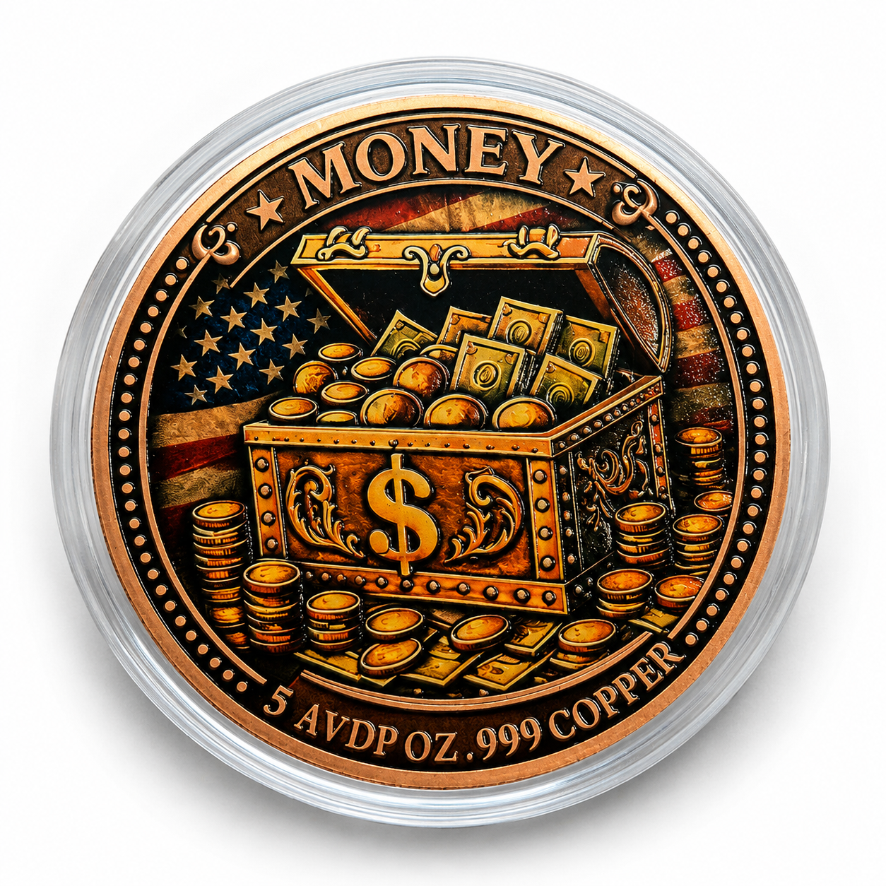 Time is Money - 1oz .999 Copper — copper coin product photo