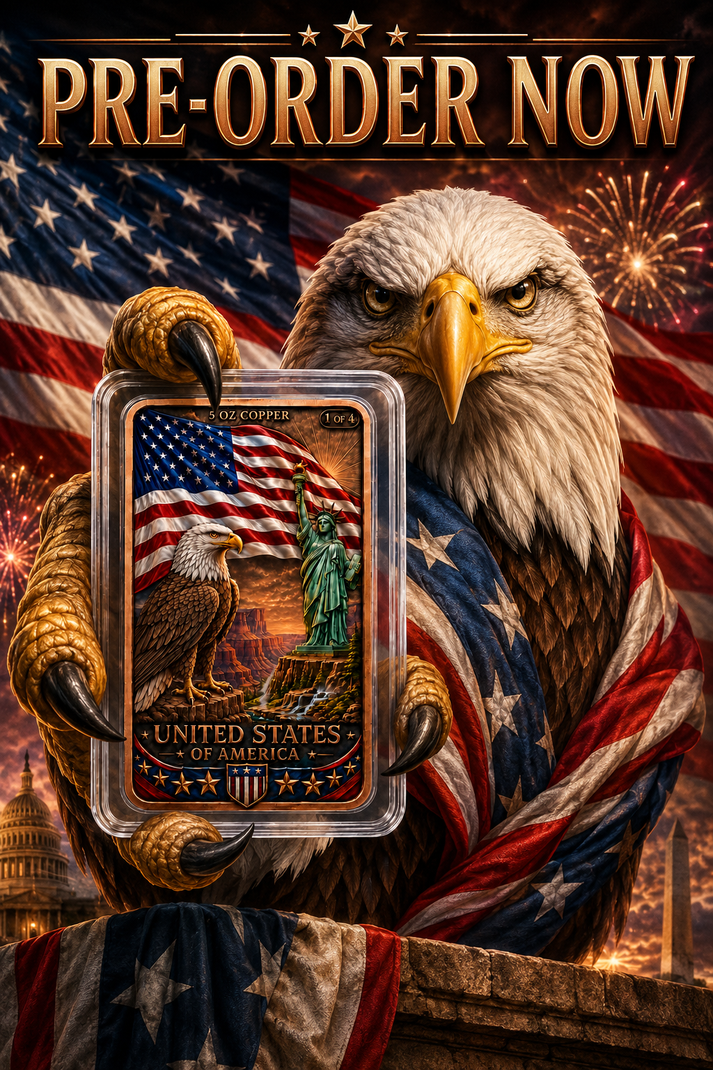 World Flag Heritage Series USA 5oz Copper — copper coin product photo