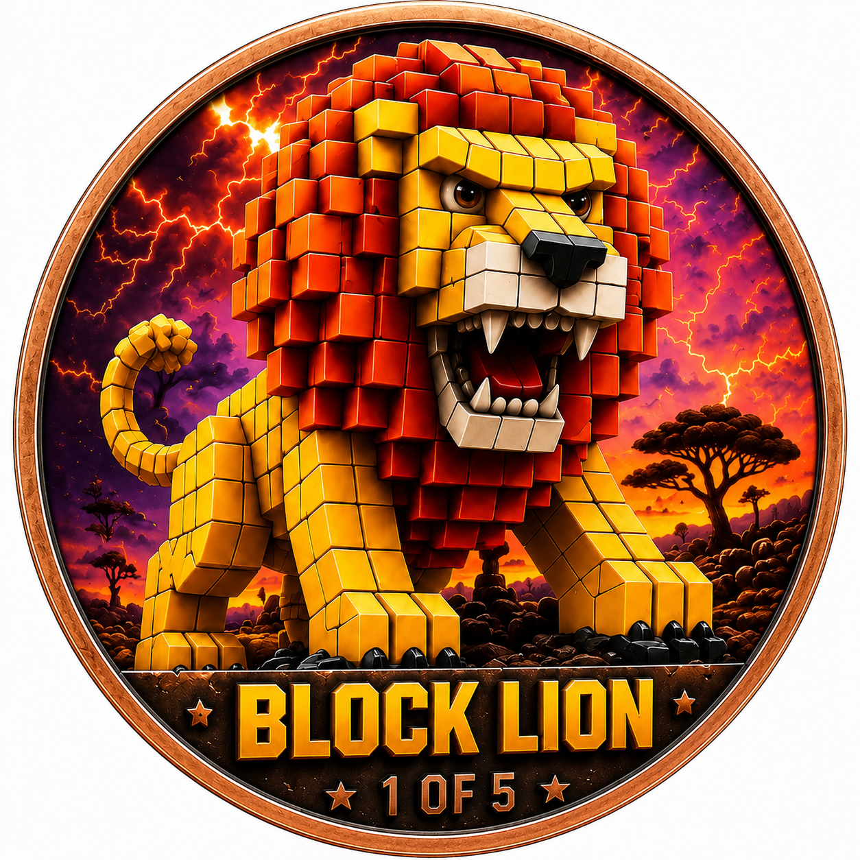 Block Lion 5oz Copper — copper coin product photo