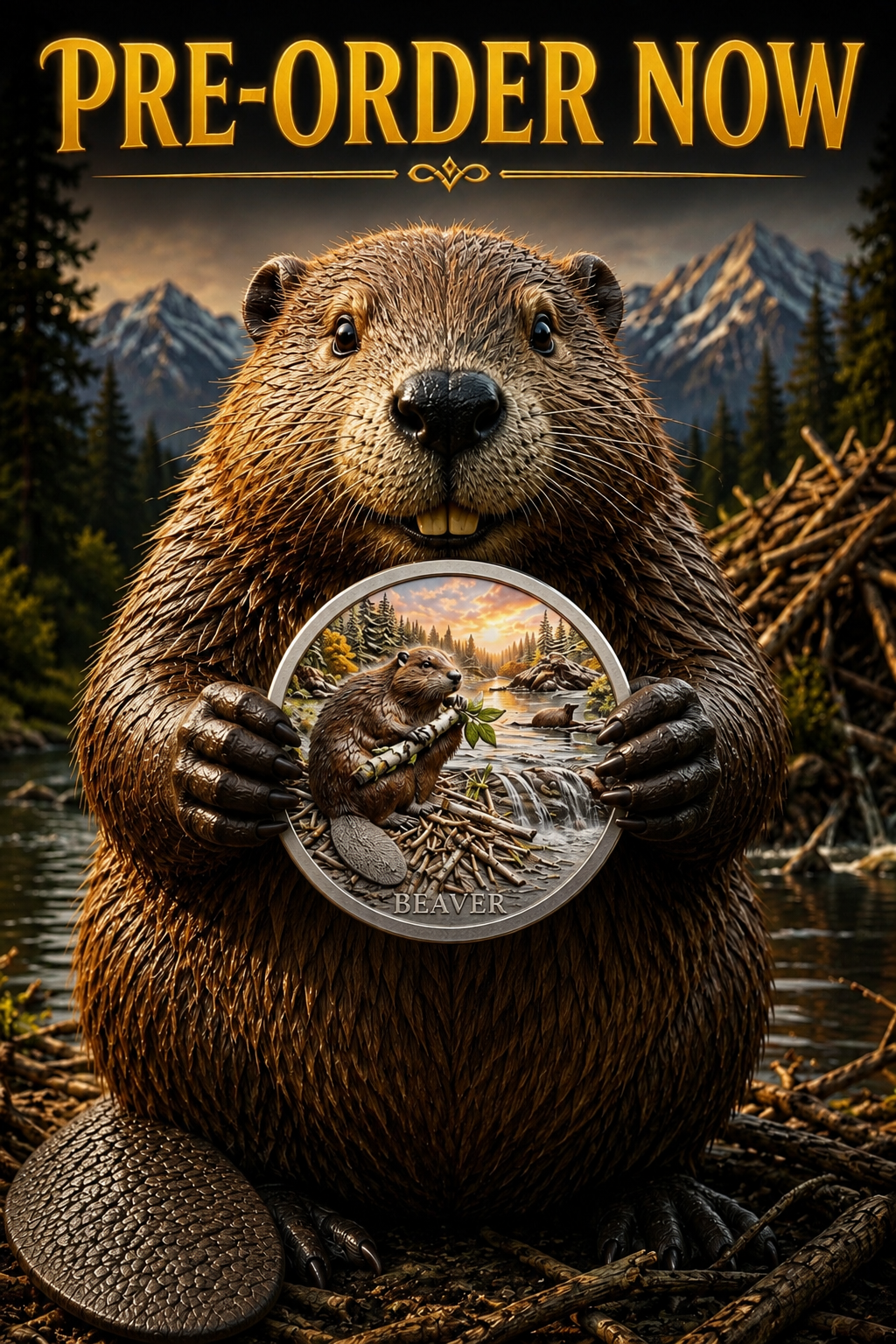 North American Wildlife - Beaver 1oz .999 Copper — copper coin product photo