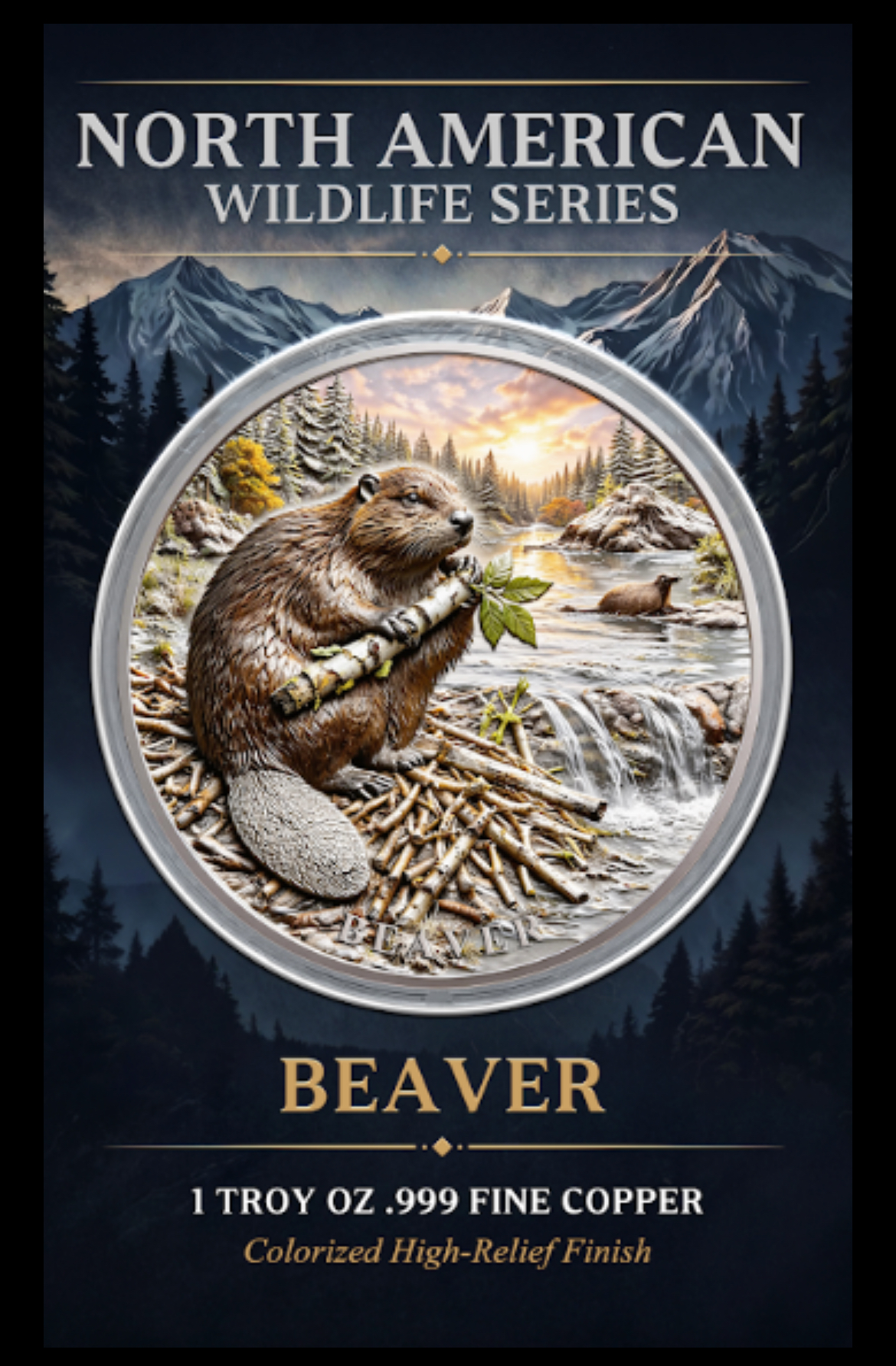 North American Wildlife - Beaver 1oz .999 Copper — copper coin product photo