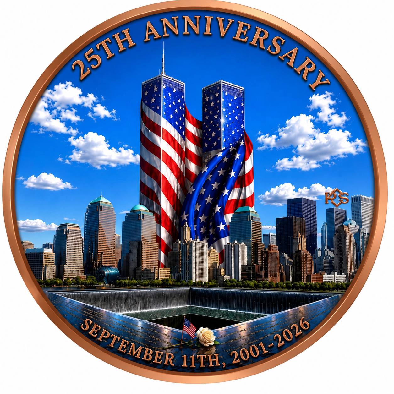 Never Forget 9-11 5oz Copper — copper coin product photo