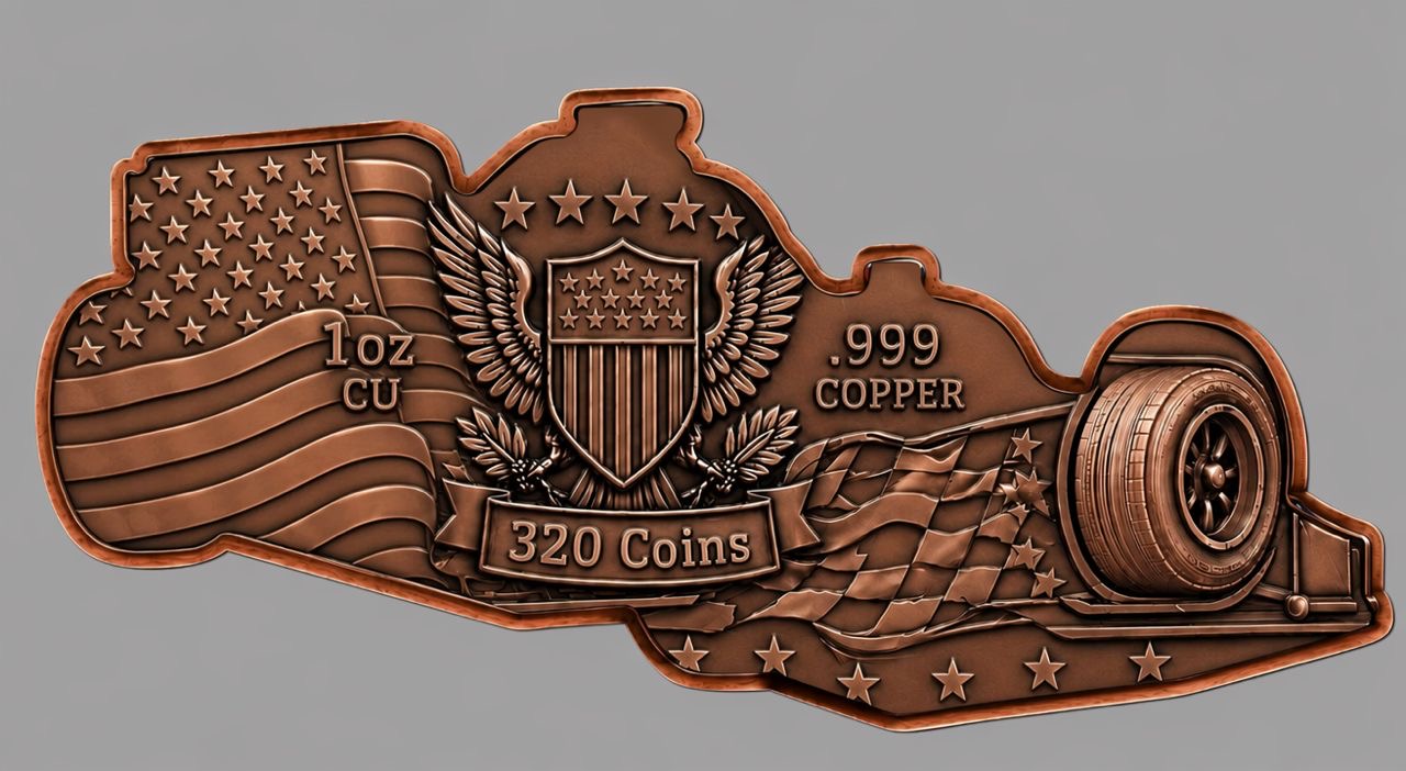 Red White and Fast 1oz .999 Copper — copper coin product photo