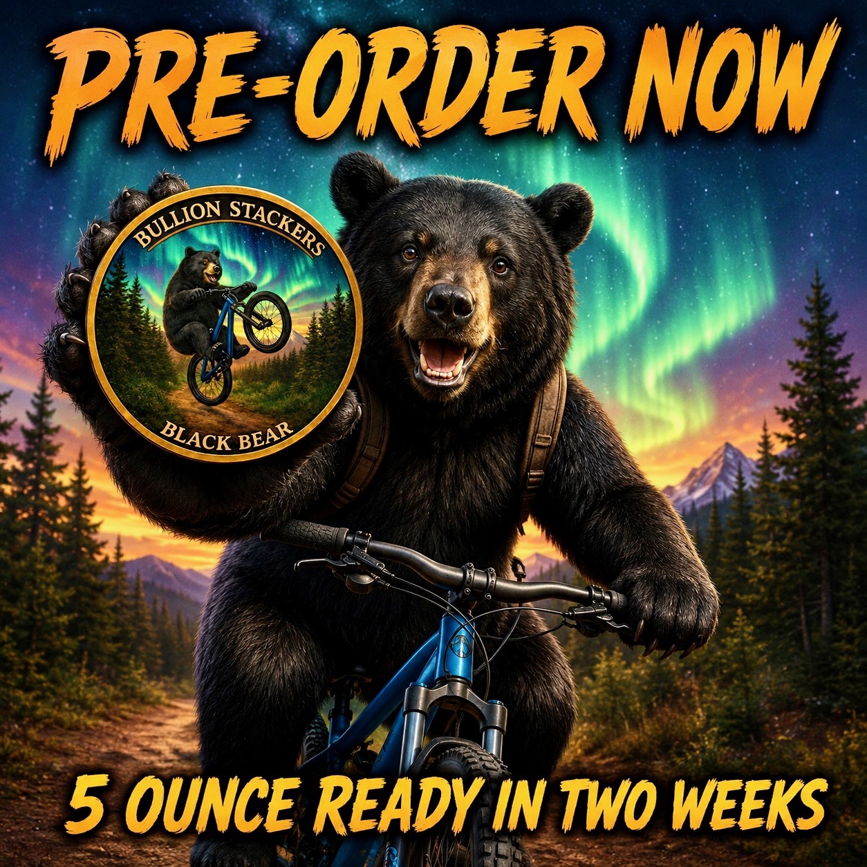 Black Bear 5oz .999 Copper — copper coin product photo