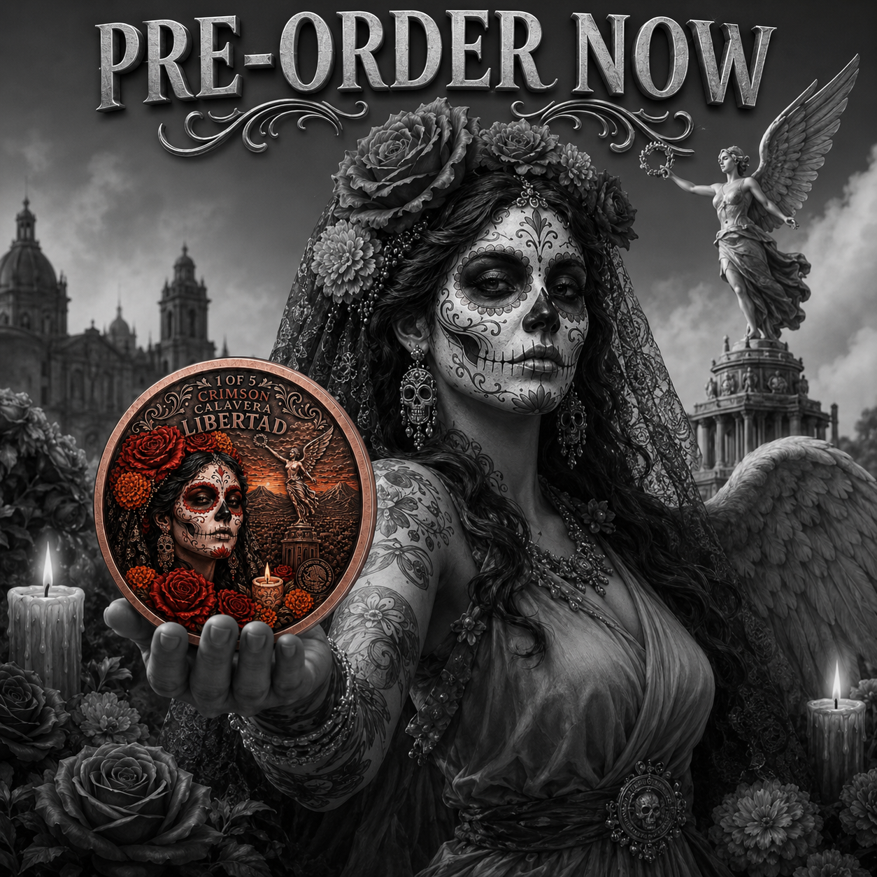 Day of the Dead - Crimson Calavera 1oz .999 Copper — copper coin product photo