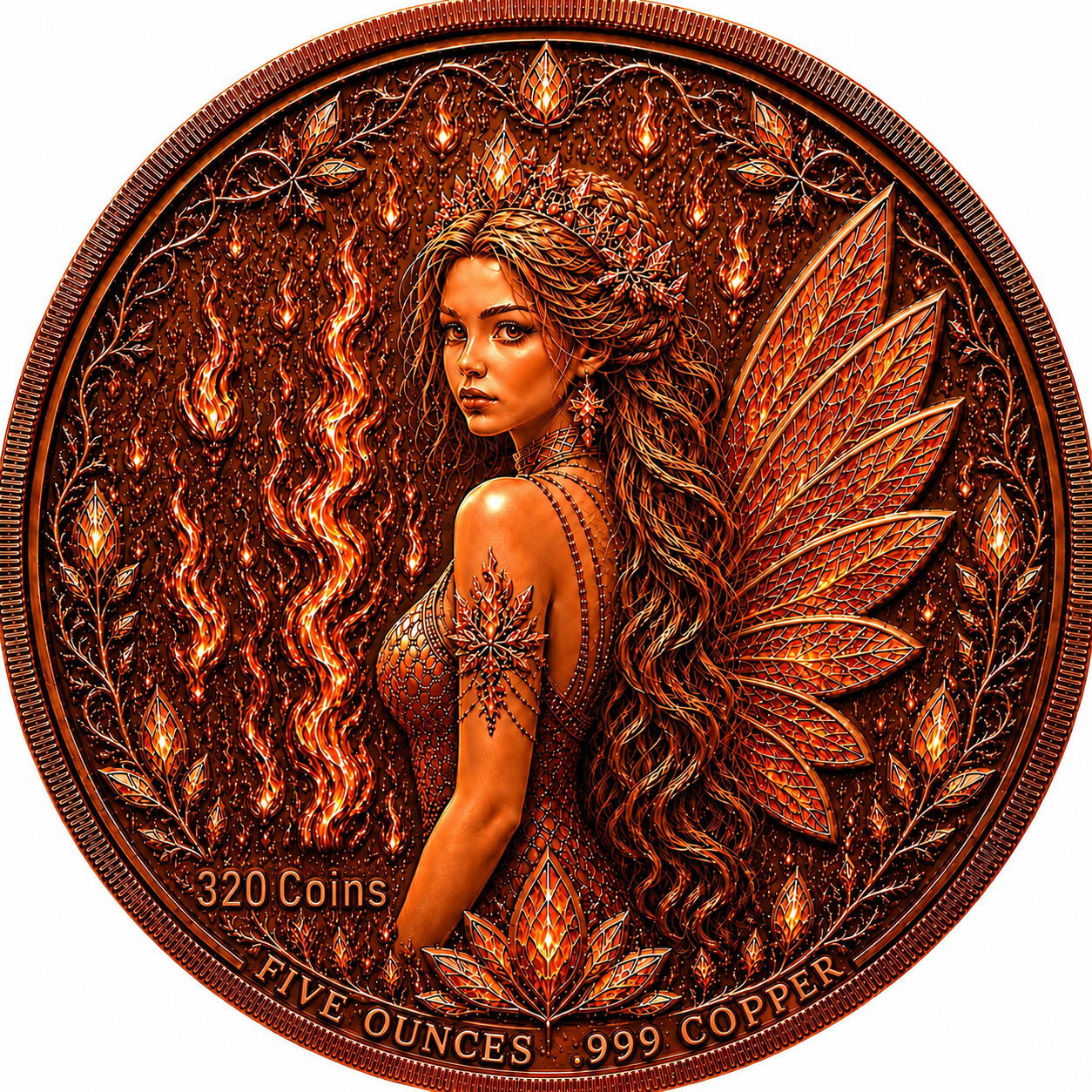 Fire and Ice Fairy UHR 5oz Copper — copper coin product photo