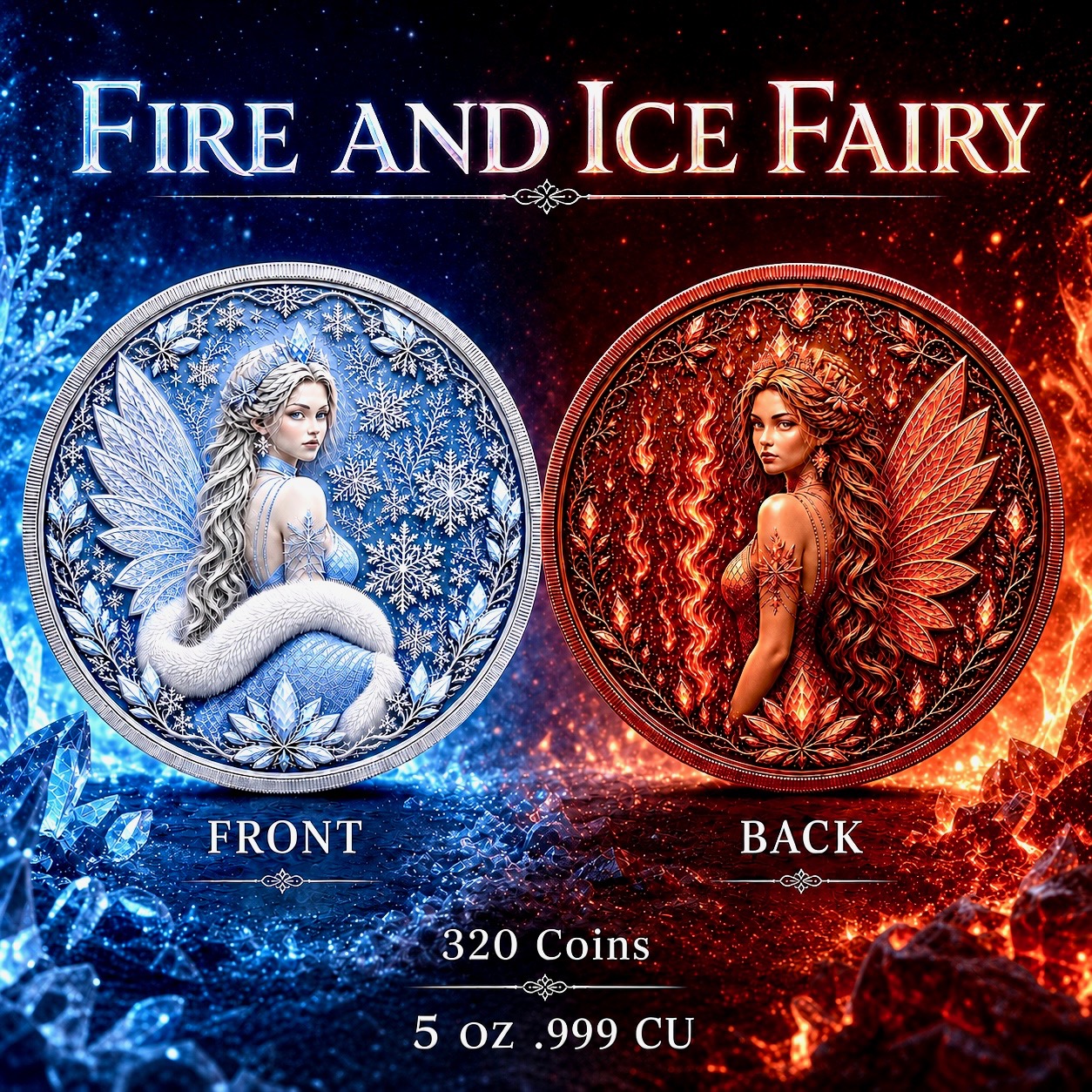 Fire and Ice Fairy UHR 5oz Copper — copper coin product photo