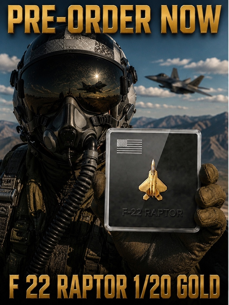F-22 Raptor 1/20g .999 Gold — gold coin product photo