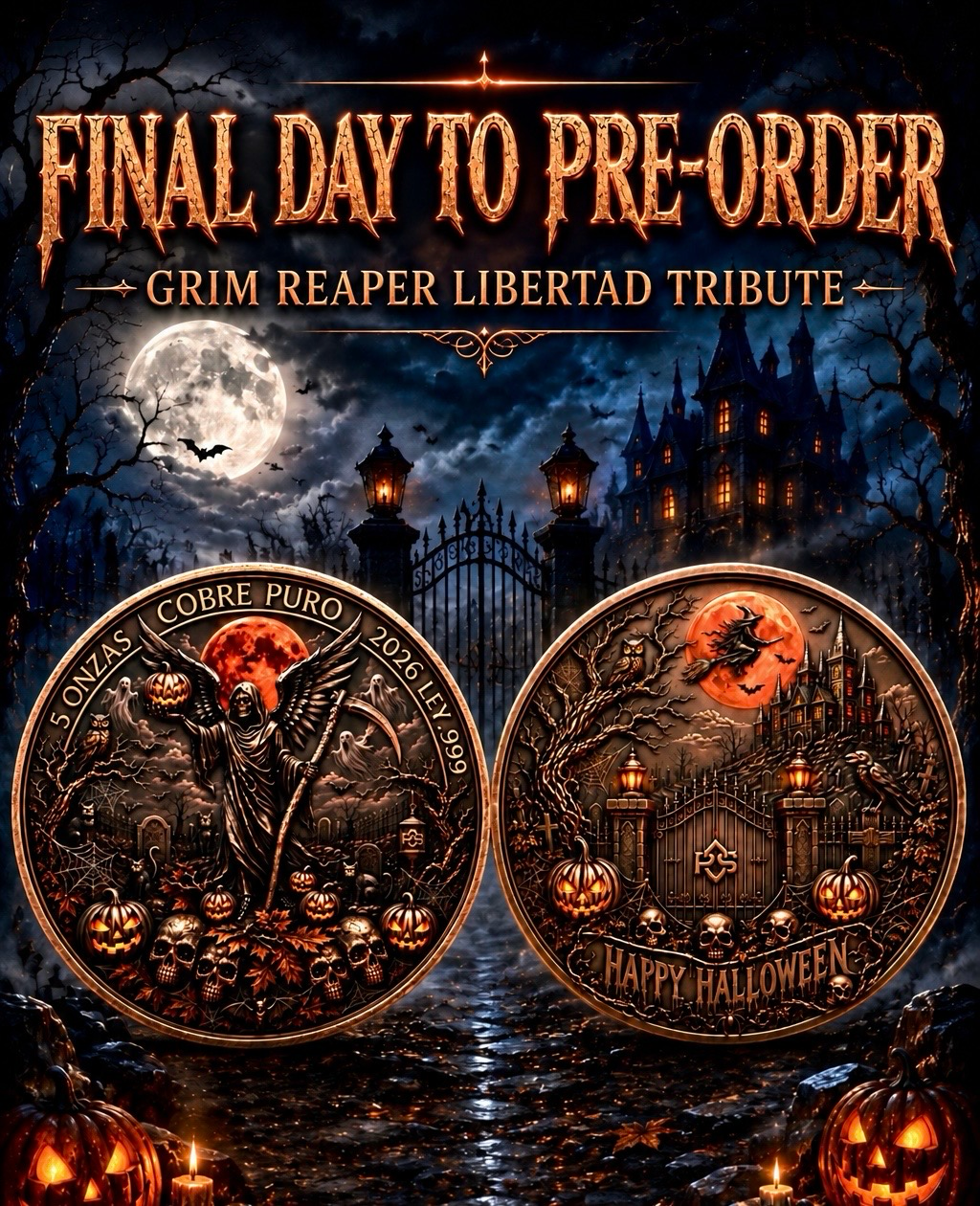 The Grim Reaper Libertad Tribute 5oz Copper — coin product image